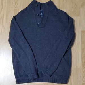 American Eagle Outfitters Gray Quater Button Sweater